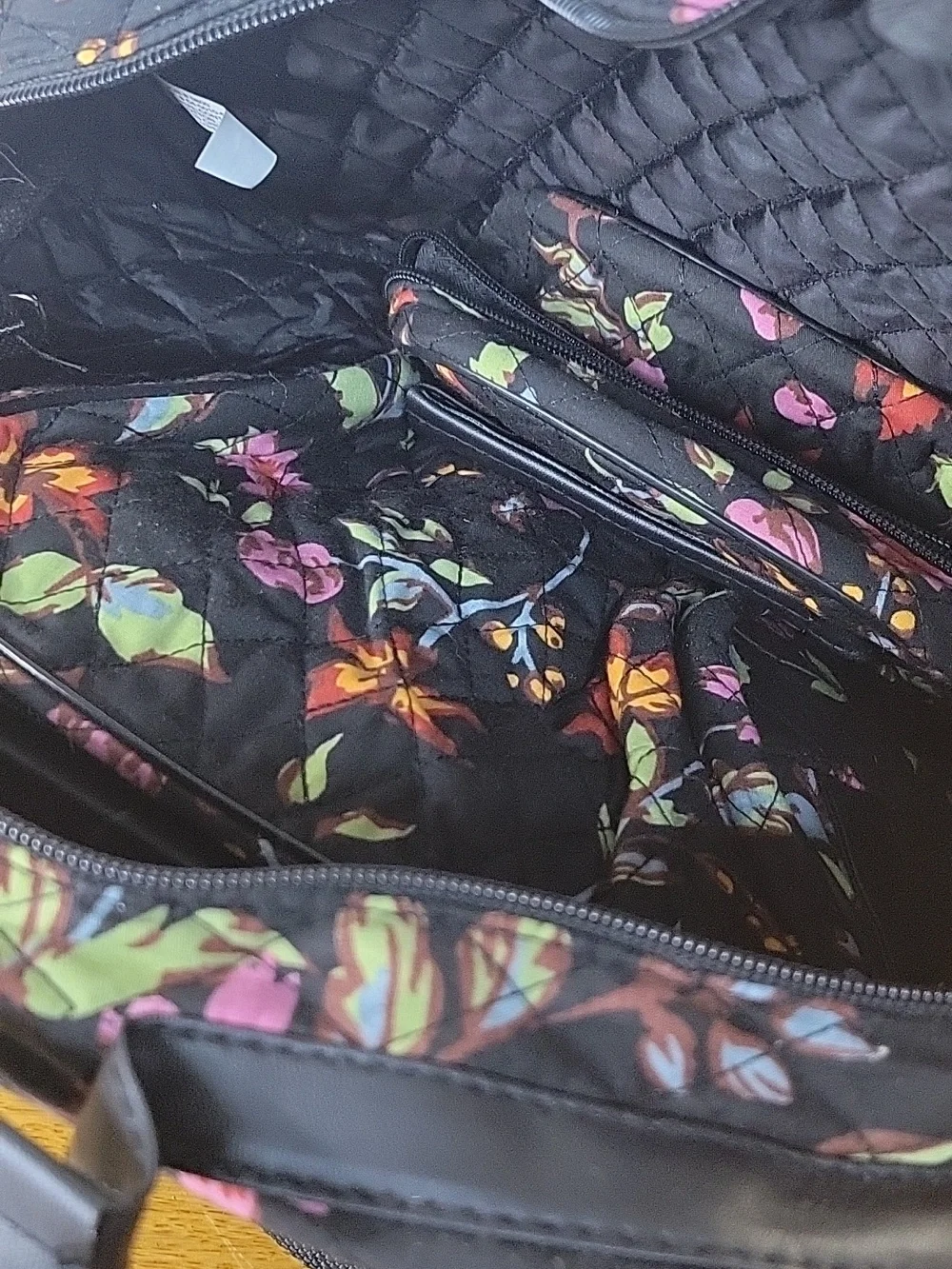 Cosmetic Black Floral Quilyed Travel Bags Lot of 3 Matching Set